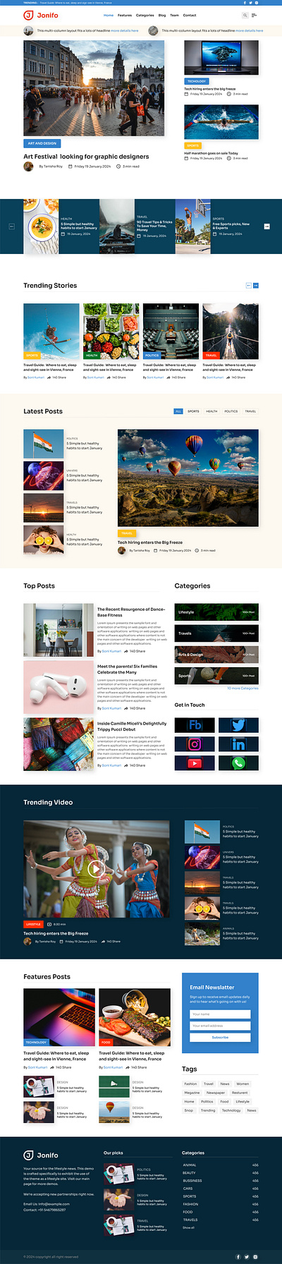 News and Magazine website landing page magazine website news and magazina website news website ui uiux ux