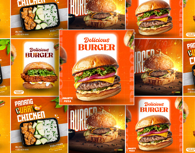 Restaurant social media post design & burger poster template ads branding burger chicken design food marketing graphic design marketing pizza pizza ads poster restaurant restaurant ads restaurant branding restaurant deisnger social media post