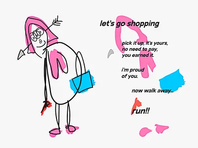 let's go shopping illustration illustrator line drawing pastel photoshop poetry