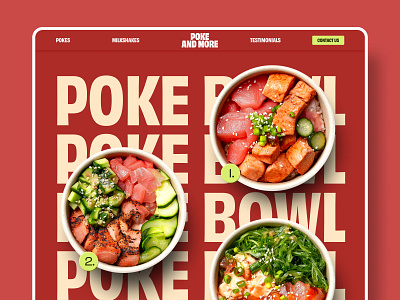 Poke Bowl - Landing Page animation creative website design figma figmaanimation food food ui fooddesign graphicdesign landingpage pokebowl restaurant ui web webdesign webinspiration website