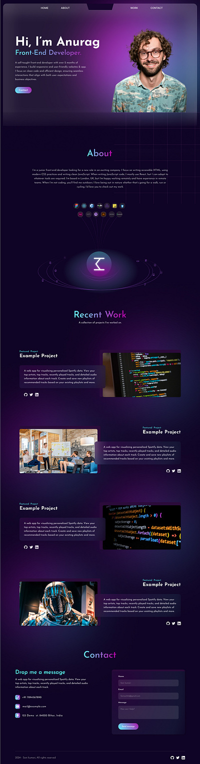 Developer Portfolio developer portfolio landing page ui uiux ux web design website