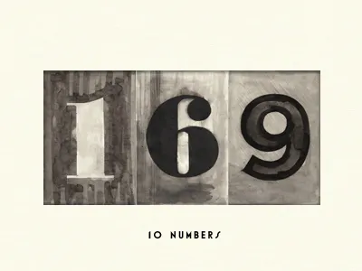 10 NUMBERS chinese ink fonts ink numbers paper