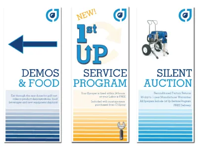 In-Store Banners (6' x 2.5') in-progress banner design print signage