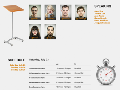 Monospace Speaking and Schedule conference layout minimalist monospace web