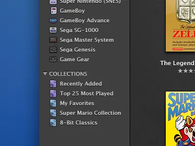 OpenEmu Collections application design emulation gui icons mac openemu osx ui video games