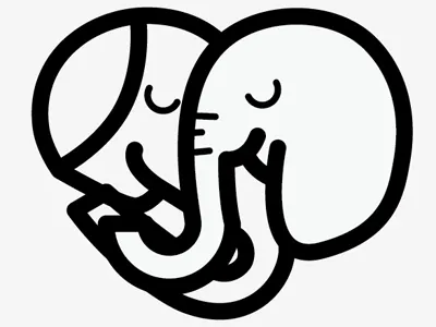 Elephant Love elephant heart logo