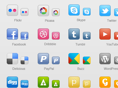 WPZOOM Social Media Icons set dribbble facebook icons social twitter