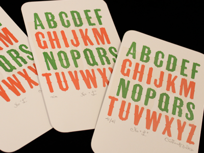 No "L" christmas card design graphic design letterpress printing wood type