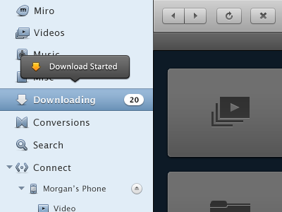 Miro 4's new UI and UX bits app button design icons interface linux miro osx pcf ui ux video windows