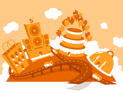 REDUCE SPEED CURVE AHEAD and more orange illustration michael spitz michaelspitz navigation orange seed web website