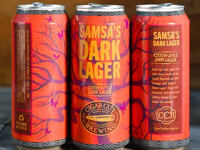 Samsa's Dark Lager by Cigar City Brewing, design by Colby beverage branding brewery can craft beer design graphic design label label design labels packaging packaging design