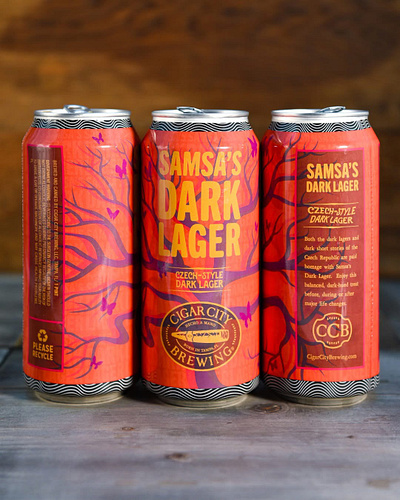 Samsa's Dark Lager by Cigar City Brewing, design by Colby beverage branding brewery can craft beer design graphic design label label design labels packaging packaging design