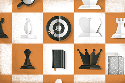 Article: Content Strategy blog book chess content editorial flat illustration king pawn queen renderforest strategy target thumbnail vector