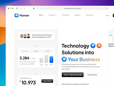 Mamen - SaaS Dashboard Services branding design illustrator landing landing page logo mockups page saas ui vector website