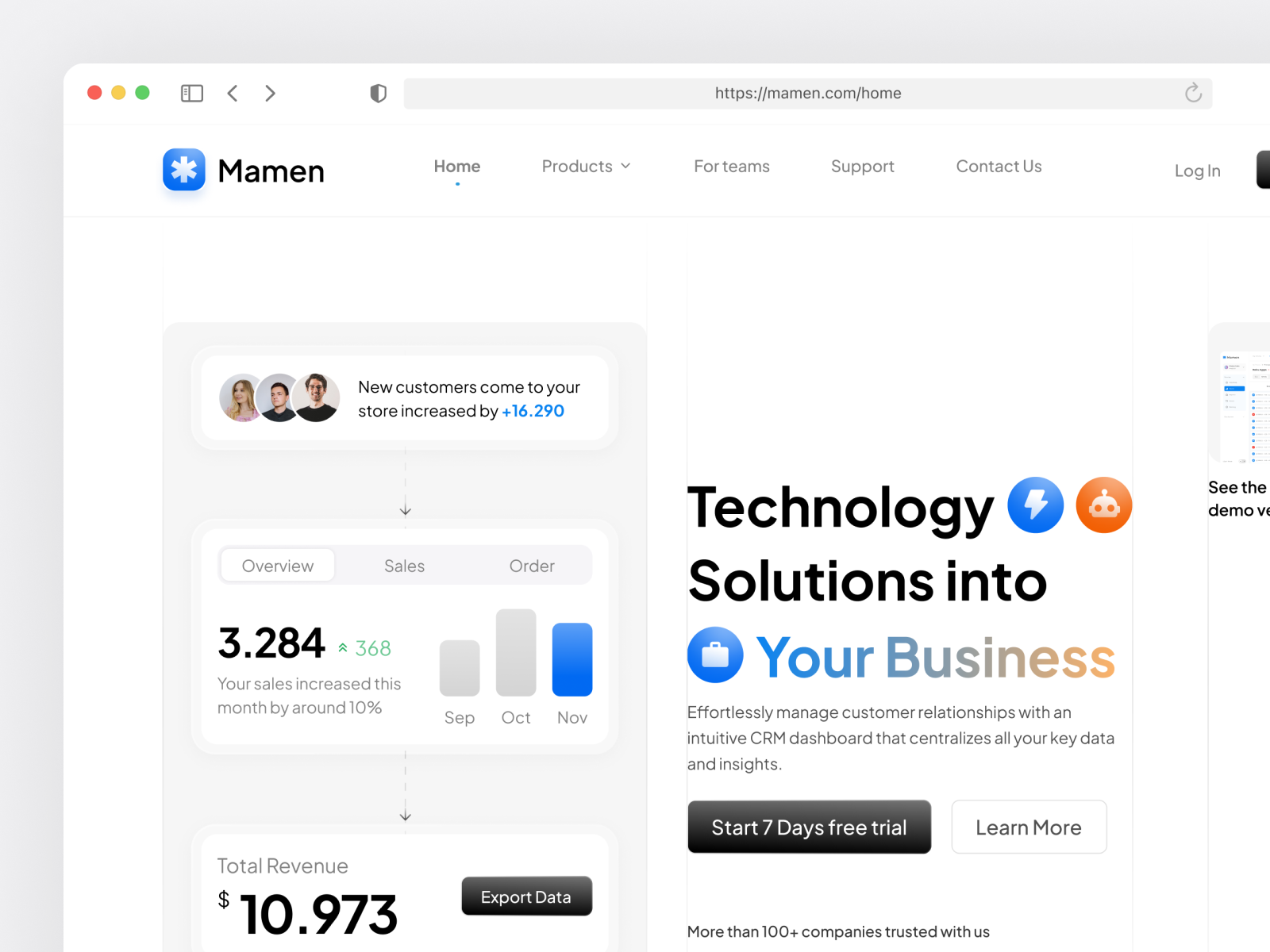 Mamen - SaaS Dashboard Services branding design illustrator landing landing page logo mockups page saas ui vector website