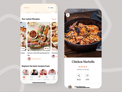 Food Recipe Mobile App app clean clean design cook cook app cooking cooking app design diet food food app ingredients mobile mobile app recipe recipe app recipes recipes app ui ui ux