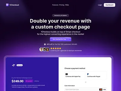 1Checkout Landing Page branding landing page purple ui web design website