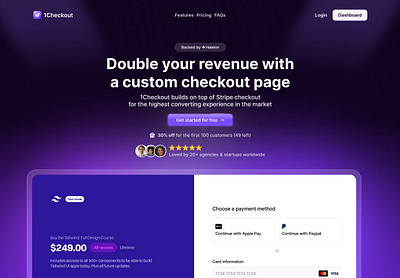 1Checkout Landing Page branding landing page purple ui web design website