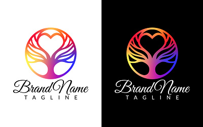 Modern futuristic elegant tree logo love tree logo Nature logo generation