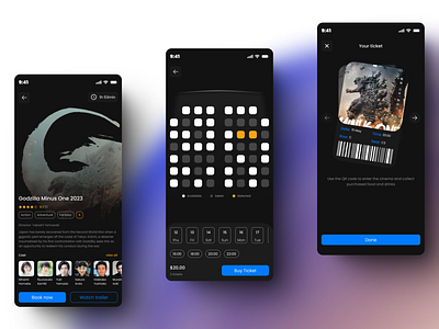 Cine Snap: Movie ticket booking app design figma graphic design motion graphics ui ux vector