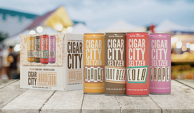 Cigar City Seltzer Hard Soda designed by Colby Clites beverage brand brand design branding brewery brewing cigar city clites design graphic design label label design logo packaging packaging design seltzer seltzers soda