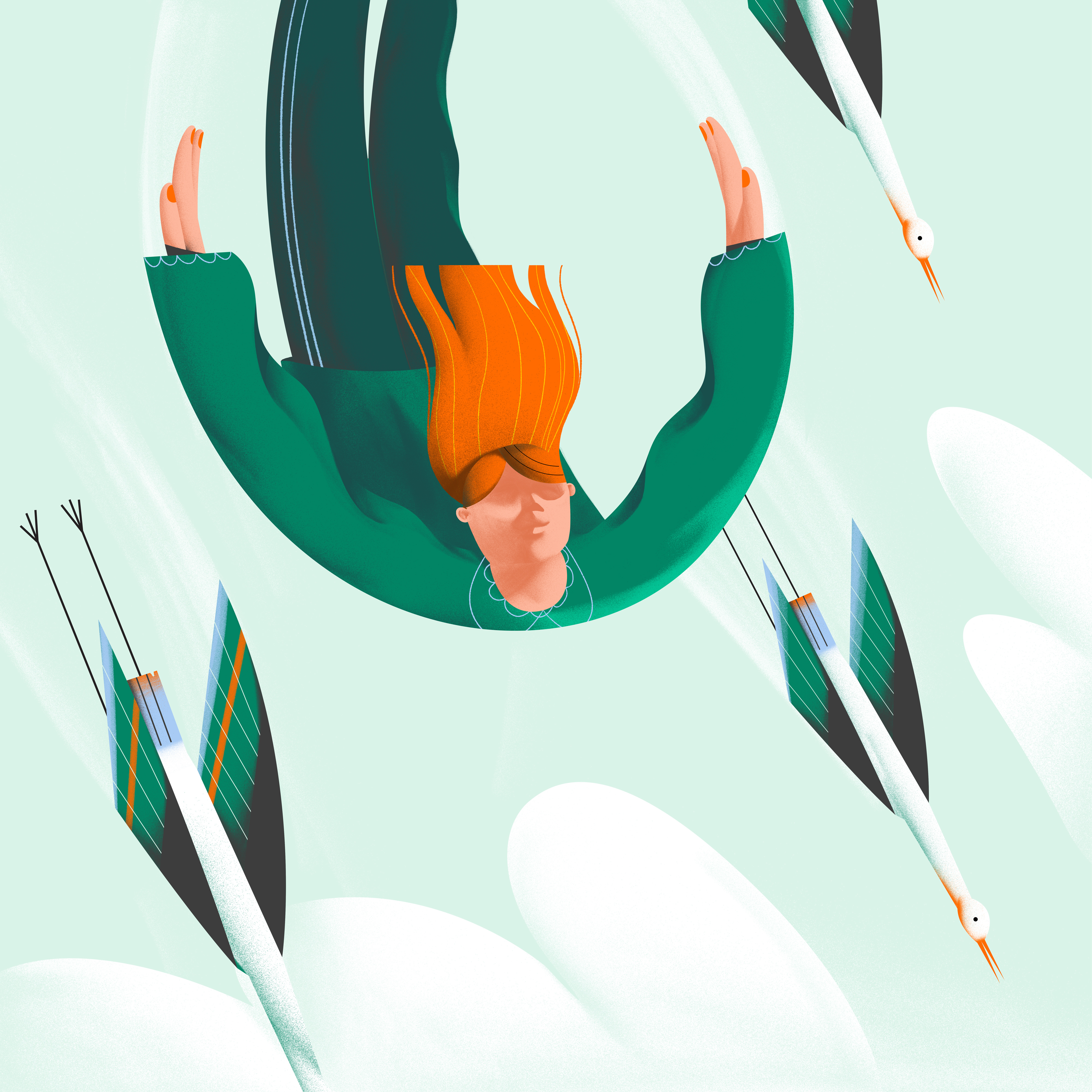 Freedom birds blog branding character design design editorial falling flat flying freedom girl illustration sky texture ui vector web illustration
