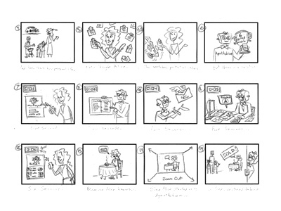 Storyboard illustration scribing whiteboard