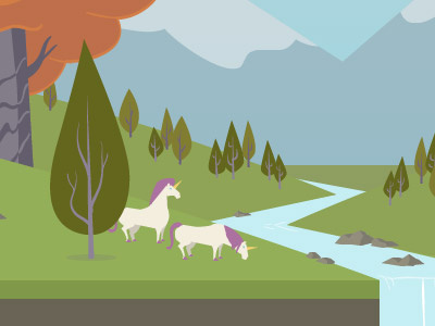 Stumpy illustration trees unicorns