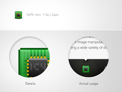 Chip icon - top view 24x24 chip electronics green icon pixel ui