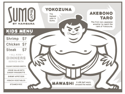 Kiddo's Coloring Menu illustration japan sumo vector wrestle