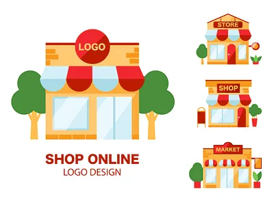 Small Business Logo Set. Mini Market Facades for Local Shop Bran branding business small cartoon design exterior flat graphic design illustration logo market shop ui vector