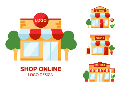 Small Business Logo Set. Mini Market Facades for Local Shop Bran branding business small cartoon design exterior flat graphic design illustration logo market shop ui vector