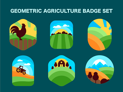 Geometric Agriculture Emblem Set. Organic Logo Designs abstract agriculture badges branding business design emblem farm food farming flat geometric graphic design illustration label logo organic product vector