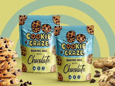 Cookie Craze Pouch Packaging Design branding design graphic design illustration label design packaging design pouch design product label design supplement label supplement label design ui