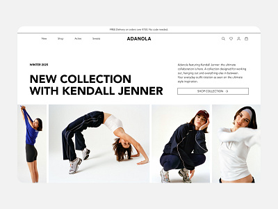 Fashion Campaign Index Page (Adanola featuring Kendall Jenner) anadola branding design e commerce fashion kardashians kendall jenner sport sportswear ui ui design ux ux design