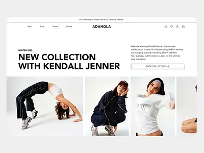 Concept: Index Page (Adanola ft. Kendall Jenner) – UI Animation anadola branding design e commerce fashion kardashians kendall jenner sport sportswear ui ui design ux ux design