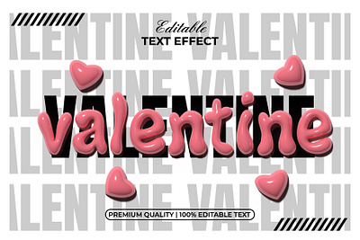 Valentine Text Effect Inflated Style balloon design editable font headline inflated lettering modern pink shiny text effect typeface typography valentine vector