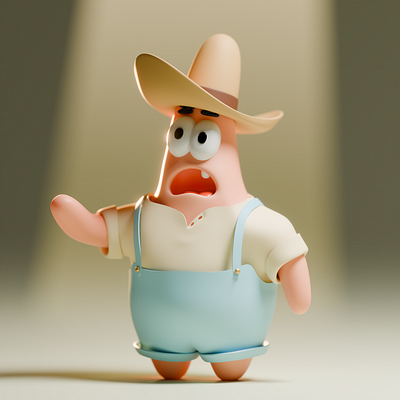 Patrick Star 3d animation blender character fictional character illustration no ai patrick star spongebob squarepants stylized