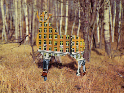 Hotel Silhouette collage postcards vintage