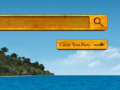 Getaway UI blue button grooveshark input music ocean search wood