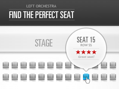 Seat Selector chair icon info pop up seat seating selector