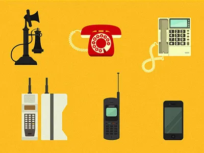 Phone Evolution antenna call cell phone communication cord dial display evolution iphone motorola dynatac 8000x orange phone red ring telephone