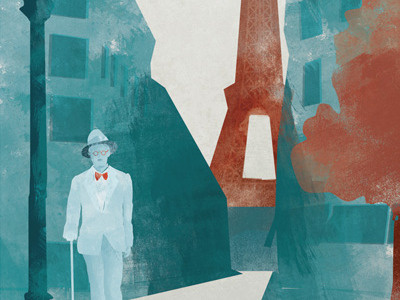 Joyce In Paris blue book cover brushes illustration james joyce paris