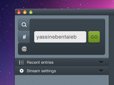 UI Concept #1 hashtag keywords mac os x os x stream twitter ui user interface username