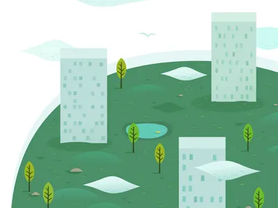 Concrete Jungle buildings digital illustration map mathers miniature nature offices outdoors trees vector