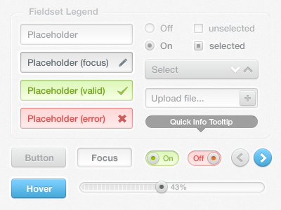Ui Elements Light arrow button buttons form grey input interface slider tooltip ui white