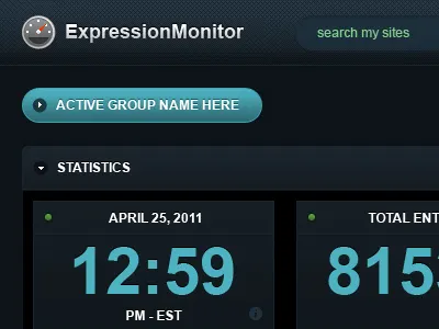 Exp Monitor app blue dark dashboard expressionengine stats