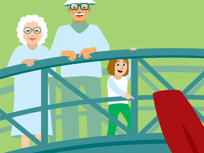 Grandparents and Grandchild character illustration