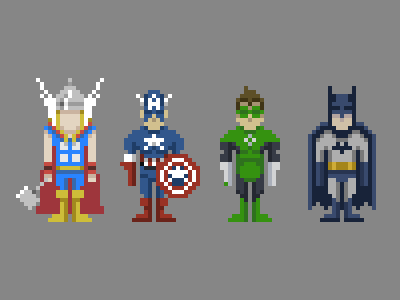 Super Pixel Heroes batman captain america comics green lantern pixel art thor