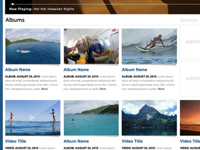 Paddling Gallery design interface ui web